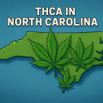 ChatGPT said: ALT Text: “3D-style digital illustration of the state of North Carolina filled with cannabis leaves, designed as a modern graphic highlighting the region’s association with THCa and cannabis products.”