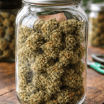 Curing THCA cannabis flower in a glass mason jar with humidity control for terpene preservation